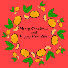 red card with tangerines