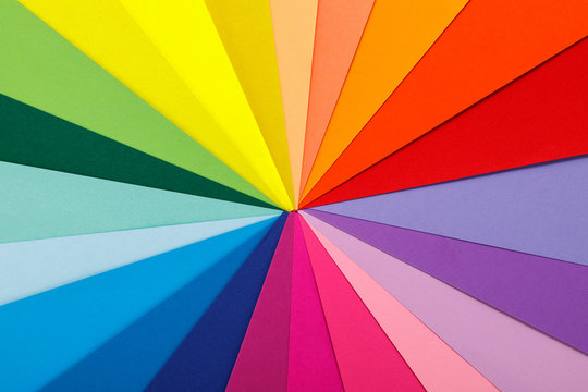 Rainbow color palette. Sheets of colored paper
