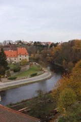Fototapeta na wymiar View to Vltava river in Cesky Krumlov, Czech republic