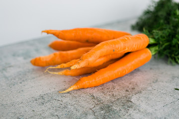 Bunch of Fresh Carrots with Green Tops