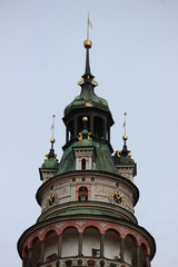 Fototapeta na wymiar Baroque tower of Cesky Krumlov castle, Czech republic