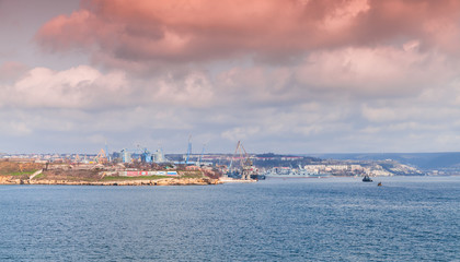 Fototapeta premium Sevastopol Bay, coastal cityscape