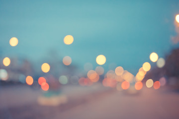 Abstract bokeh from car light on the traffic road,vintage filter.