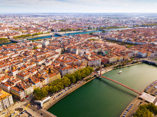 Aerial view of Lyon - obrazy, fototapety, plakaty