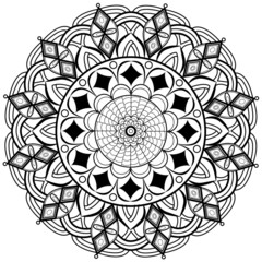 Black and white mandala vector for coloring adult book