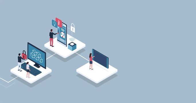People and blockchain of things infographic