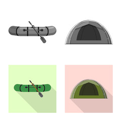 Vector illustration of fish and fishing logo. Set of fish and equipment stock symbol for web.