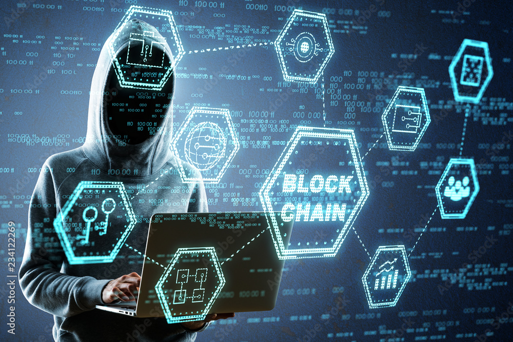 Poster technology and blockchain concept