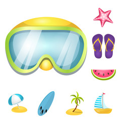 Isolated object of equipment and swimming sign. Set of equipment and activity stock vector illustration.