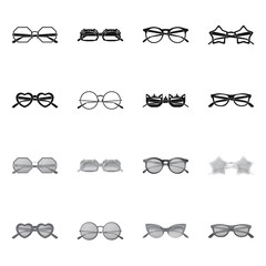 Isolated object of glasses and sunglasses icon. Collection of glasses and accessory stock symbol for web.