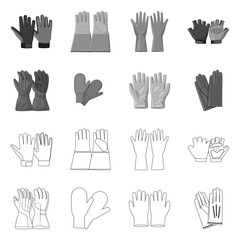 Vector illustration of glove and winter icon. Collection of glove and equipment stock vector illustration.