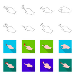 Isolated object of touchscreen and hand symbol. Collection of touchscreen and touch stock symbol for web.