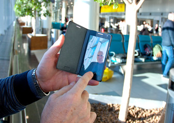 a man of retirement age at the airport