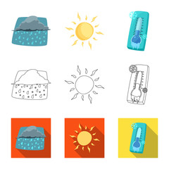 Vector illustration of weather and climate logo. Collection of weather and cloud stock vector illustration.