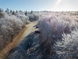 Winter in Frankreich aus der Luft Col de la Schlucht Vogesen