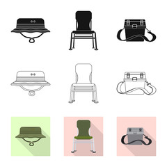 Vector design of fish and fishing sign. Collection of fish and equipment vector icon for stock.