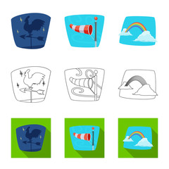 Isolated object of weather and climate icon. Collection of weather and cloud vector icon for stock.