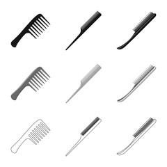 Fototapeta premium Vector illustration of brush and hair symbol. Set of brush and hairbrush vector icon for stock.