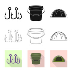 Vector design of fish and fishing icon. Collection of fish and equipment stock symbol for web.