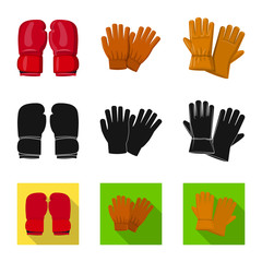 Isolated object of glove and winter symbol. Collection of glove and equipment stock vector illustration.