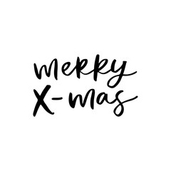 Merry Christmas. Winter holiday calligraphy quote. Handwritten brush lettering