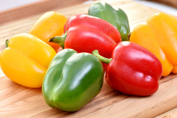 Bell pepper. Good harvest. Vegetables on the table.