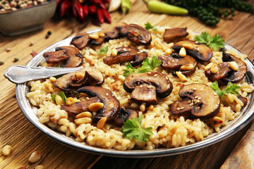 risotto with mushrooms, fresh herbs and parmesan cheese