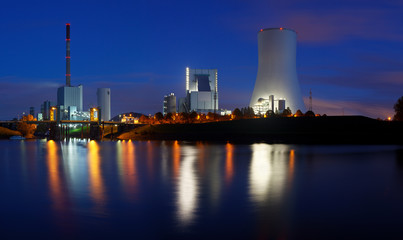 Naklejka premium Power Stations At Night Panorama