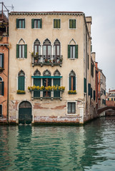 Between canals of the city of Venice. Italy
