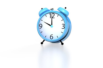 Alarm clock on white background. 3D rendering