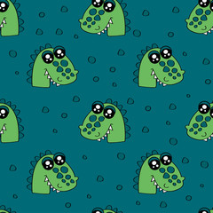 Cute kids crocodile pattern for girls and boys. Colorful crocodile on the abstract pattern create a fun cartoon drawing. The crocodile pattern is made in pastel colors. Urban backdrop for textile