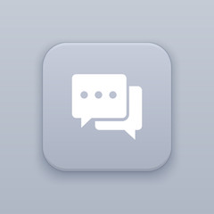 Chat Messages, gray vector button with white icon