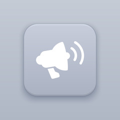 Megaphone, Loudspeaker, gray vector button with white icon