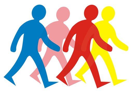 group of people walking, vector icon