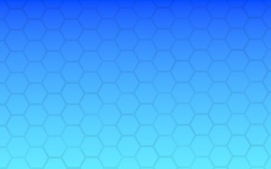 Translucent honeycomb on a gradient blue sky background. Perspective view on polygon look like honeycomb. Isometric geometry. 3D illustration