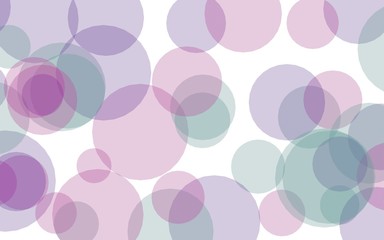 Multicolored translucent circles on a white background. Pink tones. 3D illustration
