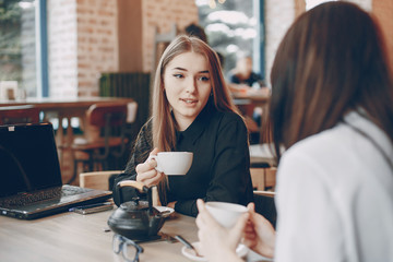 businesswoman in cafe