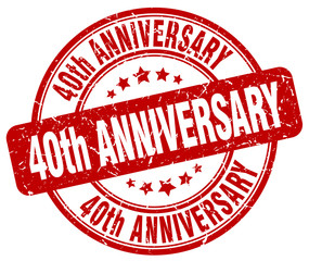 40th anniversary red grunge stamp