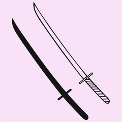 katana swords vector silhouette isolated