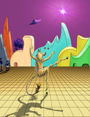 Naklejka premium Lambrillo. Character to the novel Andre Norton WOODOO PLANET (QUEEN OF SUN).Fantastic image. Raster illustration is made in Photoshop CS5.