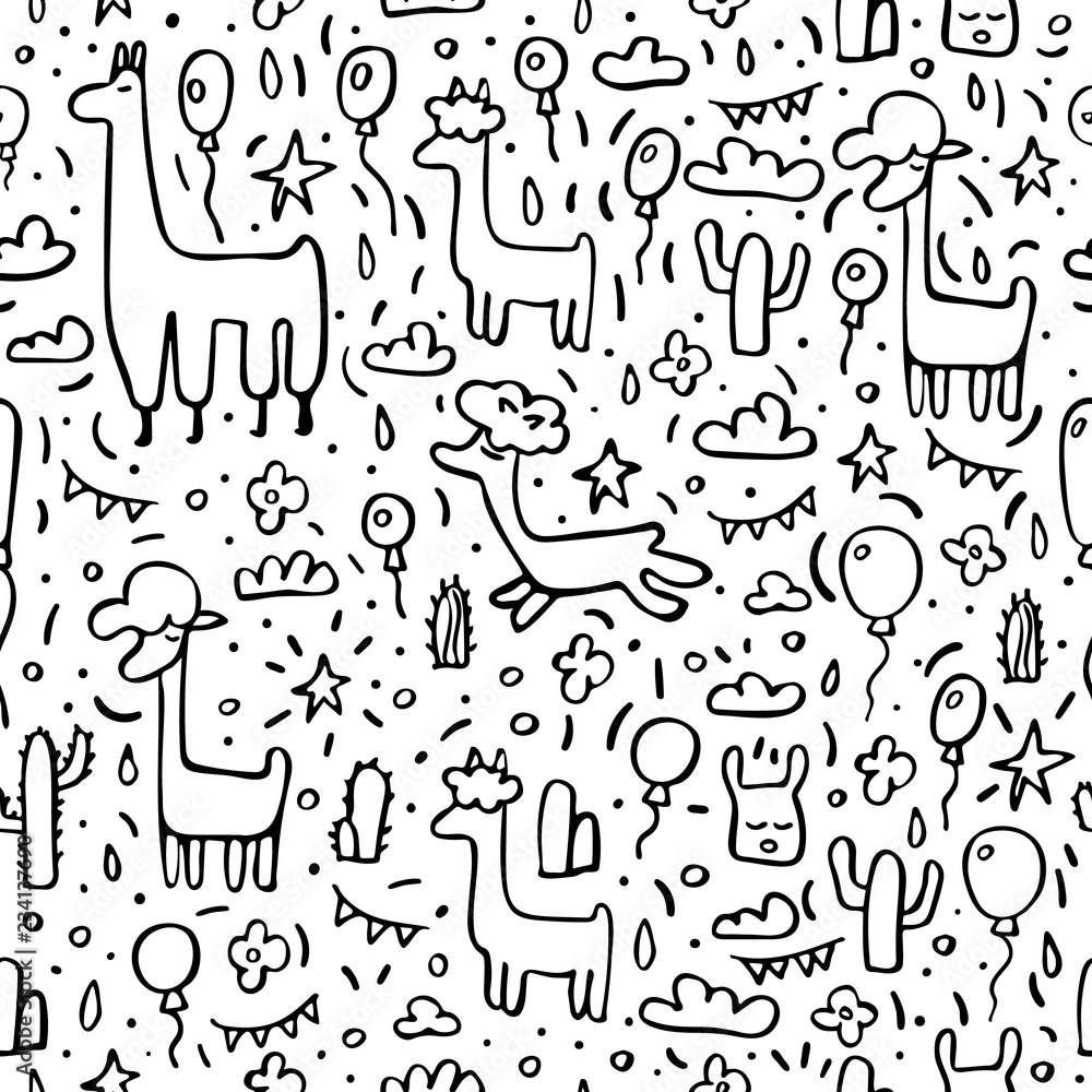 Poster seamless pattern of lama. vector composition.