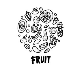 Fruit vector concept in doodle style.
