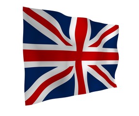 Waving flag of the Great Britain. British flag. United Kingdom of Great Britain and Northern Ireland. State symbol of the UK. 3D illustration