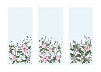 Flowers vector composition in doodle style. 