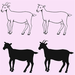 Goat vector silhouette isolated