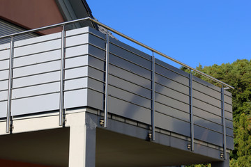Balcony railing with glass and stainless steel