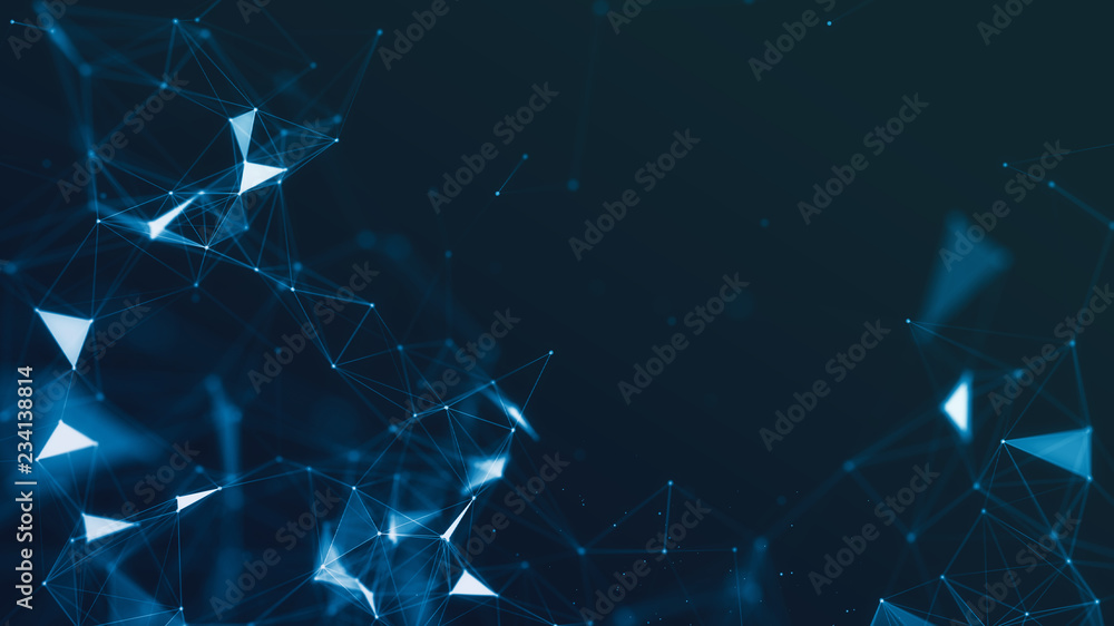 Poster abstract 3d technology and science neon visualization. blockchain and cryptocurrency. digital wallpa