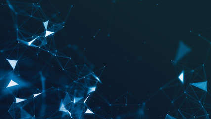 Abstract 3d technology and science neon visualization. Blockchain and cryptocurrency. Digital wallpaper. Business concept. Big data and artificial intelligence. Rendering computer virtual reality