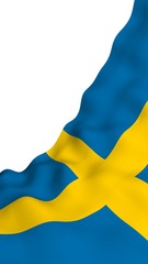 The flag of Sweden. Official state symbol of the Kingdom of Sweden. A blue field with a yellow Scandinavian cross that extends to the edges of the flag. 3d illustration