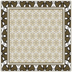 Geometric Pattern with hand-drawing floral ornament. illustration. For fabric, textile, bandana, scarg, print